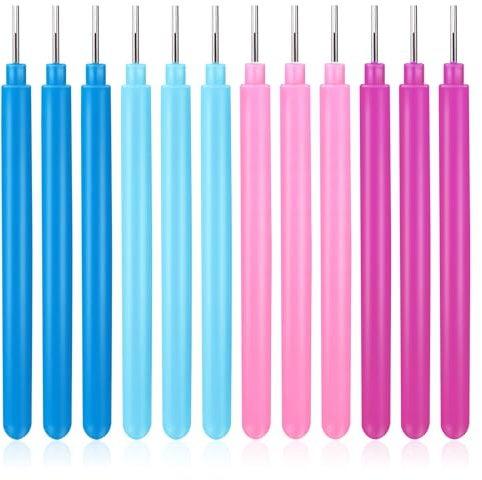 Bremorou 12 Pcs Paper Quilling Tools, Paper Flower Rolling Tool Rolling Curling Quilling Needle Pen DIY Cardmaking Paper Quilling Pen for Art Craft DIY Paper Cardmaking Project(4 Colors)