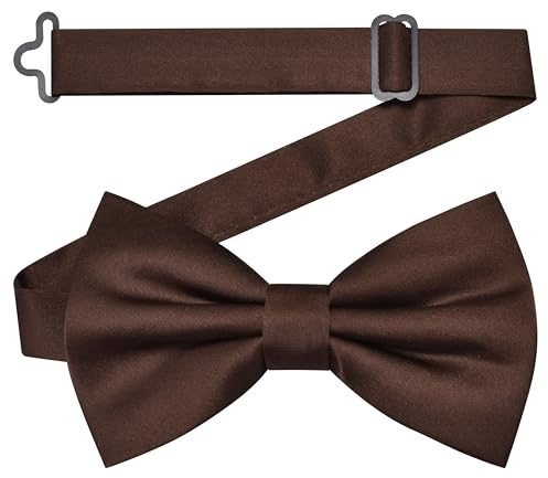 Branduce Brown Bow Tie for Men Pre-tied Adjustable Silk Blend Bowties for Wedding Party (BB05-36)