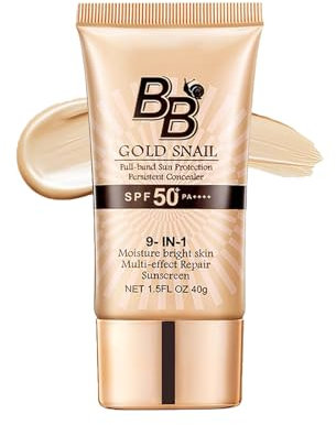 QUIWEN BB Cream Light & Medium, Tinted Moisturiser Face Women, SPF 50+ Gold Snail Sunscreen