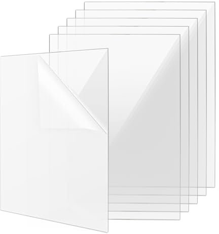 JIEHIN 6 Lastre in Vetro Formato A4, 2 mm, Piastra Acrilica Trasparente, Pannelli Rettangolari per Artigianato, Cartelli, Vetro, Cornici, Espositore da Tavolo