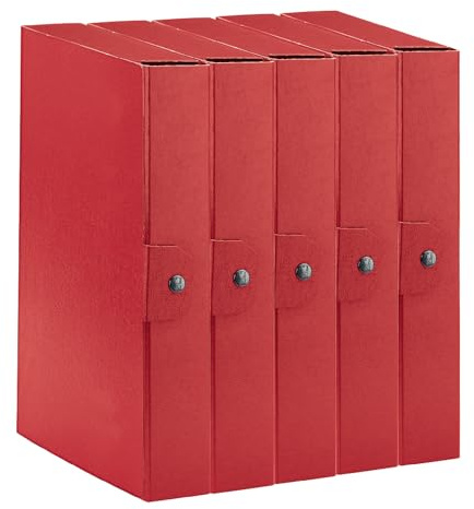Esselte C26 EUROBOX 5-pack, 390326160 mapp med knappar, baksida, 6 cm, röd, 5-pack, 390326160