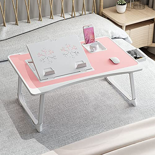CVNIMV Faltbarer Laptop-Betttisch, Schoßschreibtischständer, Notebookständer, Lesehalter, Tablet-Ständer oder Zeichentisch, leichtes, langlebiges, tragbares Design, weißer Ahorn (Pink)