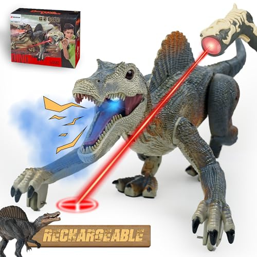 BEZGAR Remote Control Dinosaur Toys, Electronic Walking RC Robot Dinosaurs | with Light, Auto Spraying and Roaring Jurassic Spinosaurus Dinosaur Toy for Kids Boys Age 3 4 5 6 7 8 Years Old