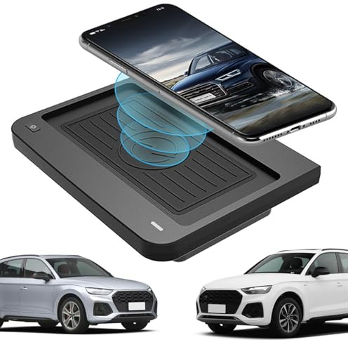 Car Wireless Phone Charger for Audi Q5 SQ5 2022 2021 2020 2019 2018 2017 Center Console Accessories, 10W ABS+PC Fast Phone Charging Pad Mat for Any Qi Phone(A)
