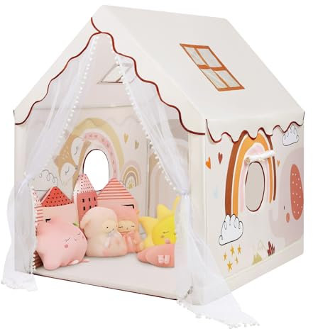 Tente de Jeu Enfants, Cabane Enfant Interieure avec Fenêtres et Sac de Transport, Tente Enfant Interieur et Extérieur, Cadeau d'anniversaire pour Filles Garçons 120×100×130 cm, Animaux de Bohème