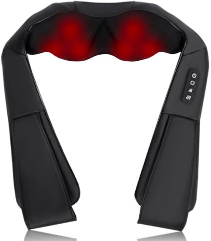 Masajeador de Cuello y Hombros, Shiatsu Masajeador Cervical Eléctrico con Función de Calor, Masajeador Espalda de 3 Posiciones Ajustables, para Relajación de Fatiga el Hogar y la Oficina