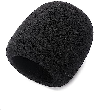 Mikrofon Windschutz 36mm aus Schwamm, Schwarz für Handmikrofon im Studio | Schaumstoff Abdeckung mit Windschutz und Speichelschutz, Passend für Aufnahmesetups und Bühnenmikrofone