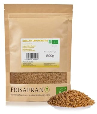 FRISAFRAN | Ekologiskt Hel Gyllene Linfrö 500g | Ekologisk supermat | gyllene linne | Bruna linfrön | Fettsyror | Naturlig fiberkälla | Omega 3 | 100% vegan | Glutenfri