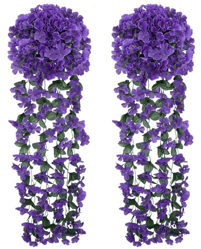 Zythrem 2PCS Fiori Finti per Decorazioni 85CM, Fiori Artificiali Finto Wisteria, Esterno Fiore Viola, Piante Finte da Esterno, Piante Finte per Balcone Giardino Matrimonio Parete Patio (2PCS Fucsia)