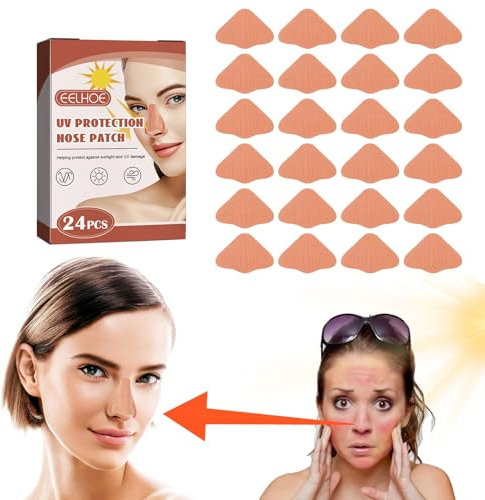 SOGHO 24er Set Nasensonnenschutz, Nose Strips, Sonnenschutz Nasenpflaster, UV Nasenschutz Outdoor, Sport, Multisport, Hautfarben, 9 cm