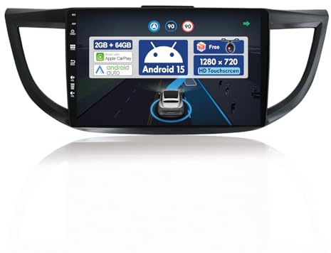 BXLIYER 10.1 Pouce Autoradio pour Honda CRV (2012-2016) GPS Radio - sans Fil Carplay Android Auto - Android 15 - Caméra arrière - 2 Din - Dab Volant WLAN Bluetooth DSP 4G