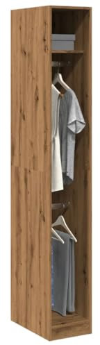 Gecheer Garderobenschrank, Kleiderschrank mit 2 Fächern, Artisan-Eiche, Holzwerkstoff, 30x50x200 cm, für Schlafzimmer, Wohnzimmer, Diele