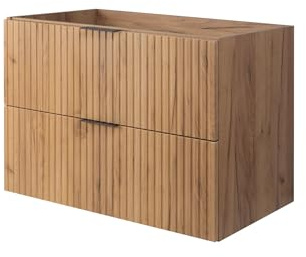 3xE Living Meuble de Salle de Bain, chêne Craft avec poignée Noire, 80 x 57 x 46 cm