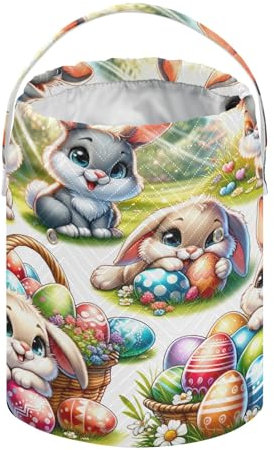 Niedliche Cartoon-Kaninchen-Osterkörbe, Häkelgarn-Tasche, Kordelzug, Stricktasche, Mini-Garn-Aufbewahrungstaschen, Häkel-Organizer-Tasche zum Häkeln, Stricken, Zubehör und Zubehör