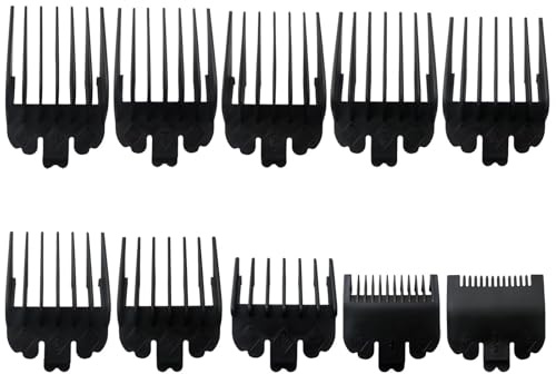 Misimain New 10-Piece Hair Clipper Guards Cutting Combs Fit for TPOB Slime2 - Black