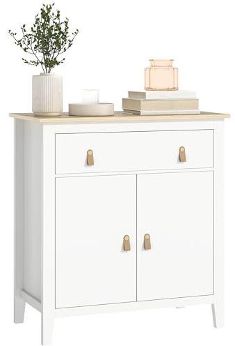 HOMCOM Buffet Salon avec Tiroir, Double Porte, 80 x 40 x 90 cm, Blanc