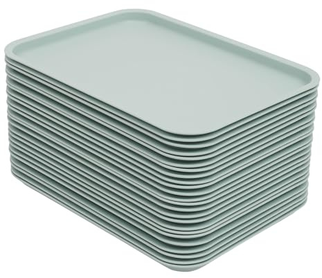 POTYYH Vassoio da portata, 24 pezzi, in plastica, impilabile, blu, 36 x 27 x 2 cm | Vassoio rettangolare per la colazione, per mense, hotel, ristoranti, scuole, caffetterie