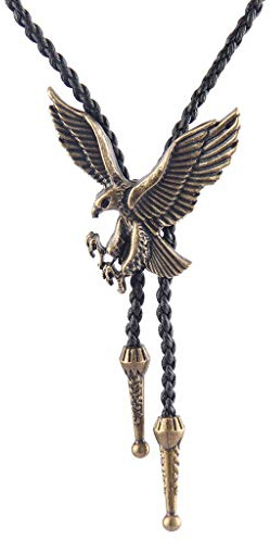 KBOLAE Rodeo Bolo-Krawatte für Herren, Cowboy-Leder, Adler-Anhänger, Antik-Bronze, antique bronze, 100 cm