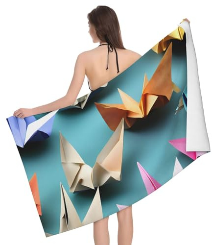 Tamiger origami carta gru Print Bay telo mare oversize asciugamano da bagno 52x32 pollici altamente assorbente ad asciugatura rapida morbido