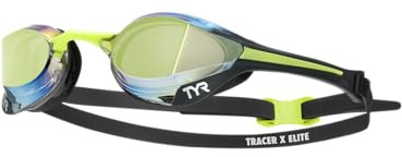 TYR Tracer x Elite Mirrored Adult Fit Goggle, Blk/Lime, One Size