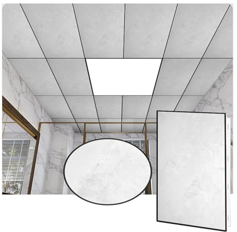 YJEUZCD Léger Plafond Carrelage, Aluminium Intérieur Décoratif Plafond Feutre, Commercial Cuisine Salle Bain Revêtement Panneaux, Lavable Bureau Revêtement Panneaux(Gray-E,20pcs-30x60cm)