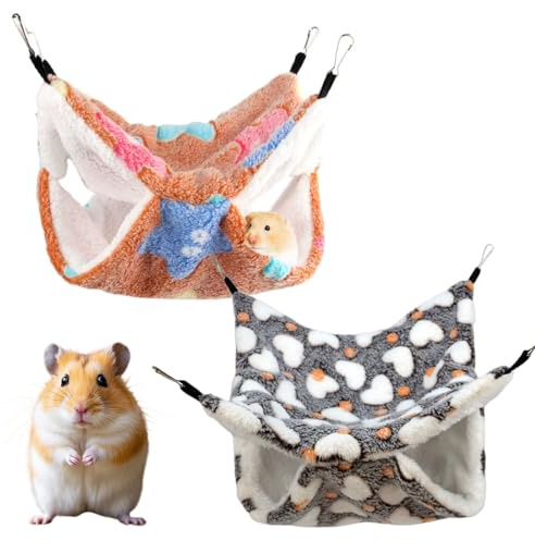 DOKRIN Lettini per piccoli animali Set nido per criceti da 2 pezzi, amaca per animali domestici, amaca traspirante per gabbia per piccoli animali, accessori per criceti, adatto a criceti, scoiattoli