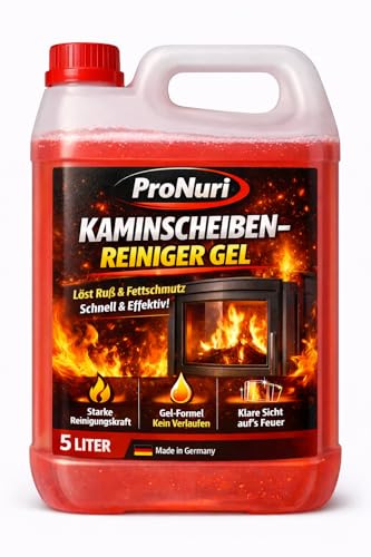 ProNuri Kaminscheibenreiniger Konzentrierter Kaminscheiben-Reiniger, Gelartig, Pink, 5 Liter, Entfernt Glanzruß und Stärkste Verschmutzungen, Schwefelfreie Formel