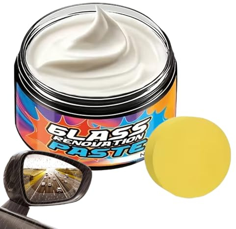 Pulimento para parabrisas – 50 g, crema para rayones finos, removedor de manchas para vidrio | Cuidado del automóvil, eliminar manchas de agua, restaurar claridad y brillo, garaje, camión, vehículo