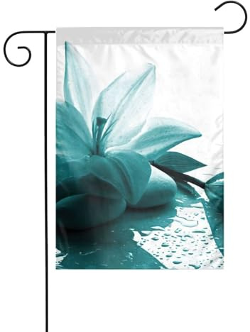 Banderas de jardín con estampado de lirio verde azulado para decoración exterior, bandera de patio pequeña de temporada, invierno, Navidad, decoración al aire libre