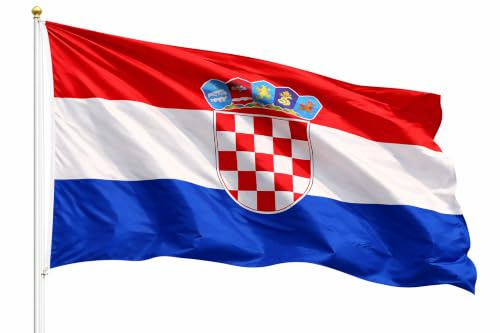 Drapeau de Croatie - Drapeau de la Coupe du Monde 2026 - Article de supporter - Polyester résistant et œillets métalliques - Coupe du monde (Croatie 90 x 150 cm)