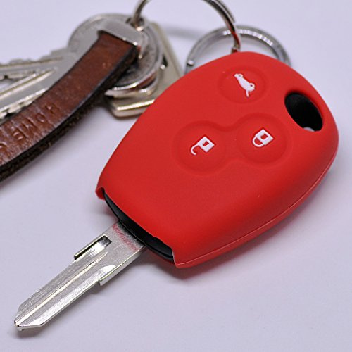 Soft Case Schutz Hülle Auto Schlüssel für Dacia DOKKER SANDERO Duster LODGY Logan Renault CLIO TWINGO 3 Tasten/Farbe Rot