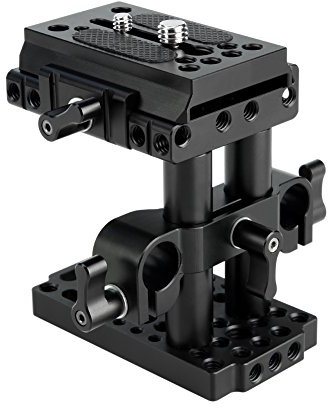 NICEYRIG Käse Mount Grundplatte,Quick Release Basis Kit mit QR Platte 15mm Rod Riser Clamp Kurze Stangen für DSLR Kamera