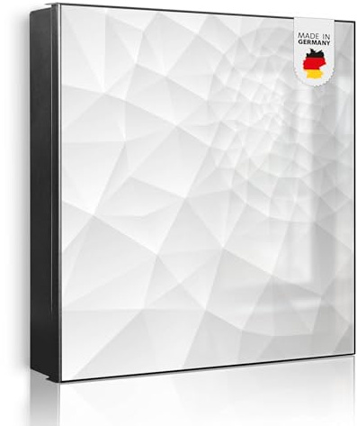 banjado Großer Schlüsselkasten Metall - Schlüsselbox 30x30cm beschreibbarer mit 32 Haken - Schlüsselkasten modern für Schlüsselaufbewahrung - Korpus Schwarz Scharnier Links - Motiv Nautilus