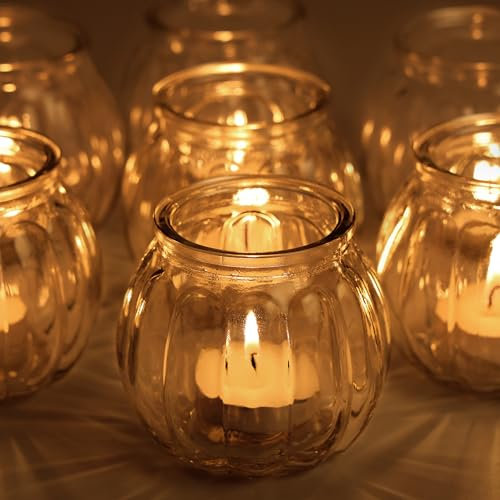 Belle Vous Klares Windlicht Glas Set Teelicht Gläser mit Weißem Band (12er Pack) - Glasvasen für Tischdeko Vintage für Hochzeiten, Partys, Heimdekoration, Tischdekoration & Geschenke