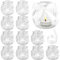 Belle Vous Klares Windlicht Glas Set Teelicht Gläser mit Weißem Band (12er Pack) - Glasvasen für Tischdeko Vintage für Hochzeiten, Partys, Heimdekoration, Tischdekoration & Geschenke