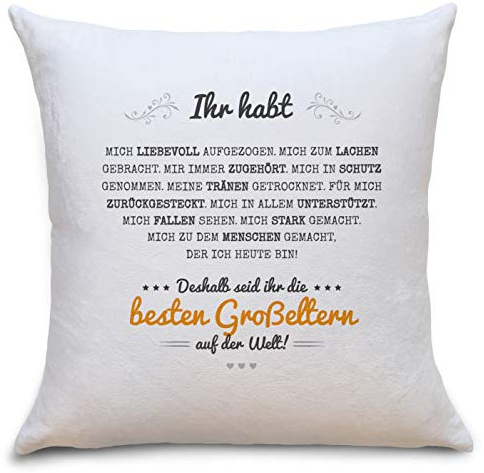 OWLBOOK Beste Großeltern Flauschige Kissenhülle mit Motiv Geschenke Geschenkideen für Oma & Opa zum Geburtstag