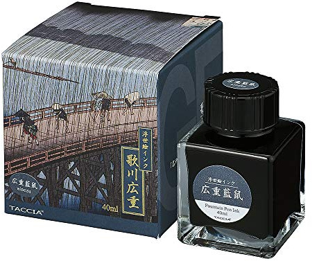 Nakabayashi TFPI-WD42-12 TACCIA Fountain Pen Ink, Water-Based Dye, Ukiyo-e Ink, Hiroshige Utagawa, Indigo Mouse