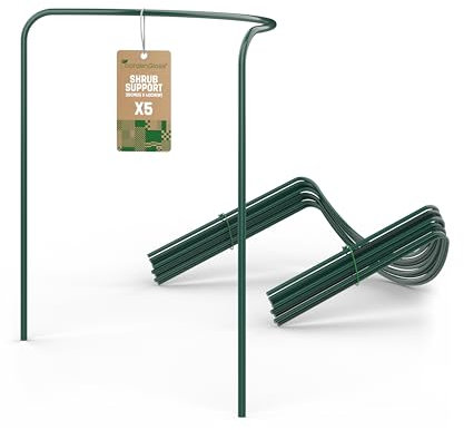 GardenGloss® Supporti per Arbusti (5 Pezzi) - Supporto per Arbusti Mezzo Rotondo - Supporto per Piante in Acciaio - Supporto per Fiori per Ortensie e Rose - Anello per Arbusti (35cm x 40cm)