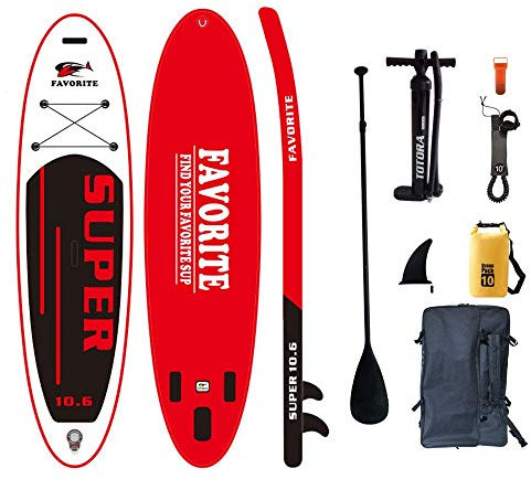 SHENGXUAN Stand Up Paddle Board Aufblasbares für Anfänger, 320 x 81 x 15 cm Yoga SUP Paddle Board Allround Surfbrett Paddle Board, Surfbrett Komplettes, Surfen, Kanufahren, Angeln, Pilates (red)