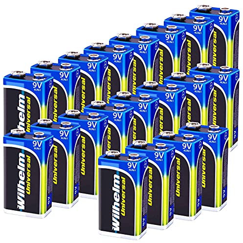 20 x Wilhelm Universal 9V Block Batterien auch für 10 Jahres Rauchmelder geeignet Longlife Blockbatterie für maximale Lebensdauer 6LR61 9 Volt