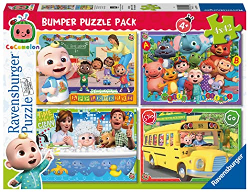Ravensburger Cocomelon Puzzle, 4 Puzzle 4 à 42 Teile, Bumper Pack, Puzzle für Kinder, Altersempfehlung 4+, hochwertiger Druck, Mehrfarbig, 052219