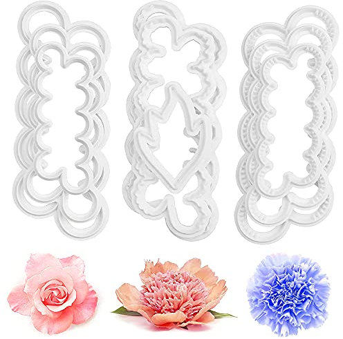 9 Stück 3D Blütenblatt Ausstecher Kuchen Dekorieren Rosen Nelken Pfingstrose Blume Fondant Cookie Cutter Werkzeug für Dekorieren Fondant Torten Marzipan,Satz von 3 Größen DIY Backen Zubehör Form