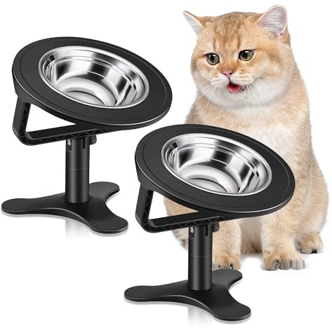 Gamelle surélevée réglable pour chat (lot de 2, noir)