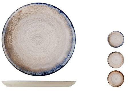 H&H Artisanal Piatto Piano in Stoneware, Colori Assortiti, 27cm, Qualità Artigianale