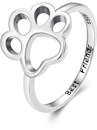 NewL Ring für Haustierliebhaber, Pfotenabdruck, Liebesherz, Unendlichkeitssymbol, 925er-Sterlingsilber, Ring mit Aufschrift My Sweet Puppy We are Family, Tierschmuck, Hundering, Sterling Silber