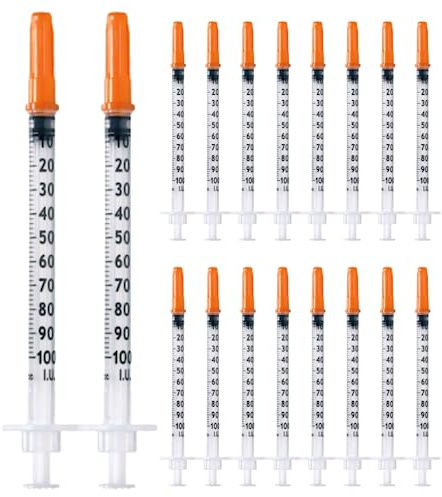 Lot de 20 tubes en plastique de 1 ml/cc 27G (0,4 x 12,7 mm), outils de mesure polyvalents, emballés individuellement (27G 1/2)