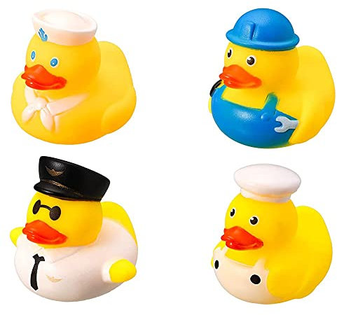 Norhogo 4 STK Neuheit Sortierte Gummi Enten badeente Spielzeug, quietscheente zum Baden und Spielen, für Kinder Babyparty Geburtstagsfeier Kinderbelohnungen Jeep-Ducking Dekoration, 5cm, Profi-Ente