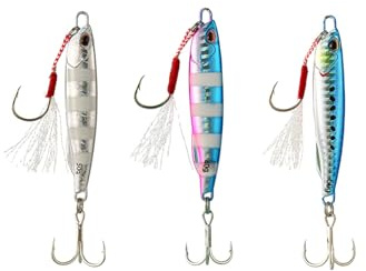 Comcapy 3 pièces/Ensemble métal coulé Jig cuillère Japen 10/15/20/30/40/50g Rivage coulée gabarits Poisson Bar de mer leurre de pêche appâts artificiels attirail (Color : 5, Size : 40g)
