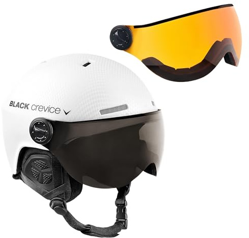 Black Crevice Skihelm Arlberg mit 2 Visier, Carbon weiß/grau, S (51-53)