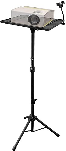 Sutekus Projector Stand Portable Projector Tripod with 180° Tilting Laptop Tripod Stand Adjustable From 22 to 47 with Phone Holder for Home Office Studio (Split Tray)
